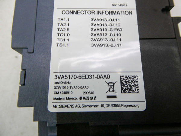 SIEMENS 3VA5170-5ED31-0AA0 347V 70A NSMP
