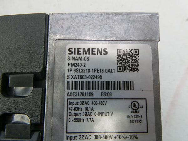 SIEMENS 6SL3210-1PE18-0AL1 380-480VAC 10.1A (AS PICTURED) NSMP