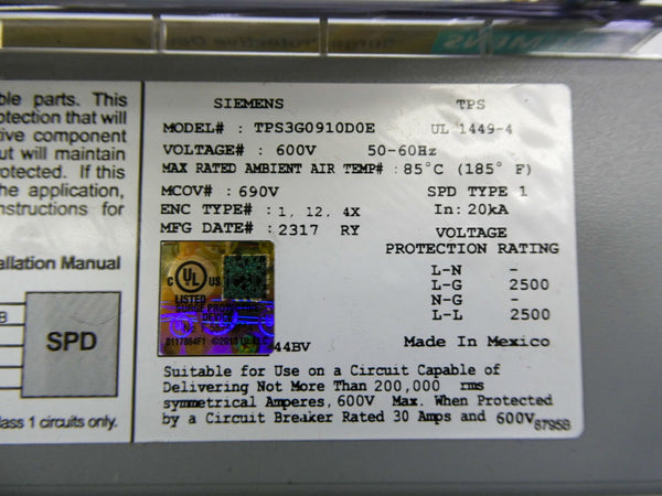 SIEMENS TPS3G0910D0E 600V NSMP