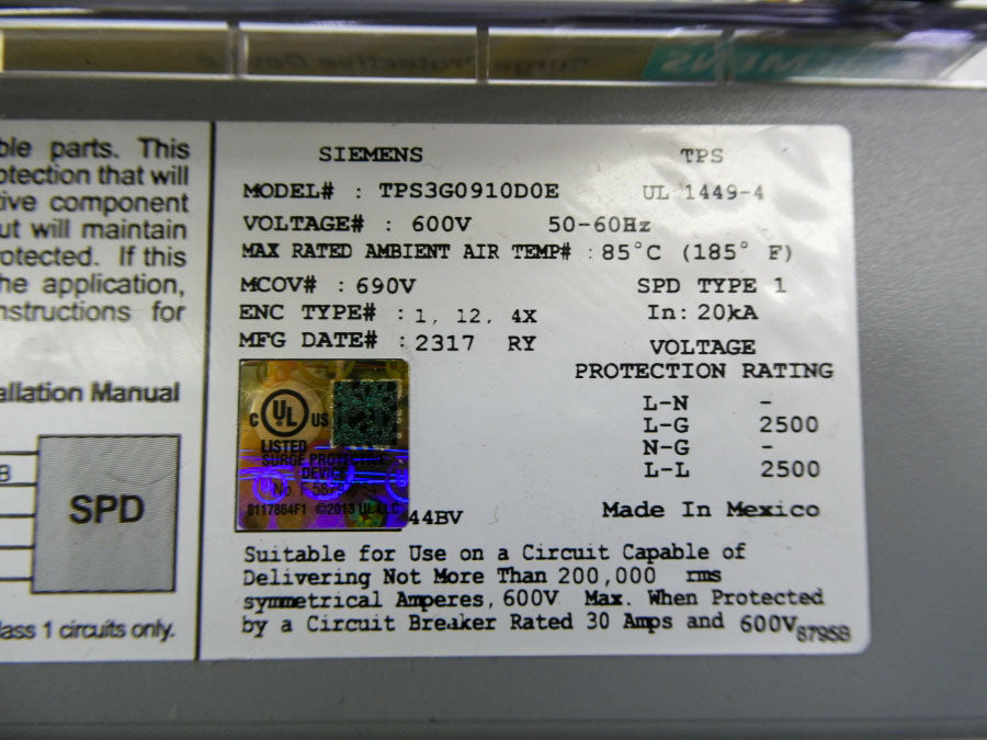 SIEMENS TPS3G0910D0E 600V NSMP