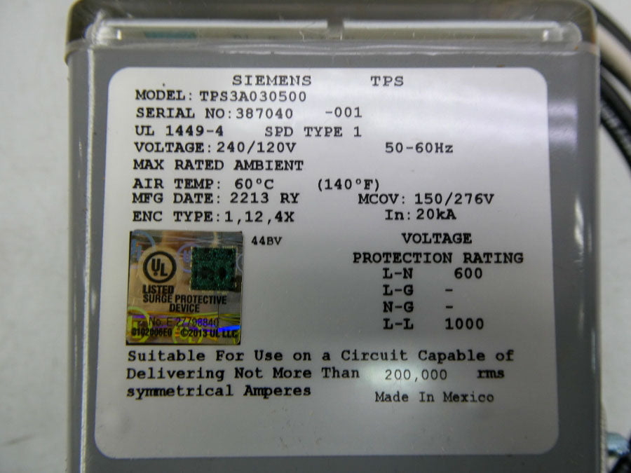 SIEMENS TPS3A030500 240/120V NSMP