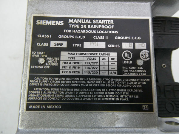 SIEMENS SMFFR1 SER. B 115/277VAC NSNP
