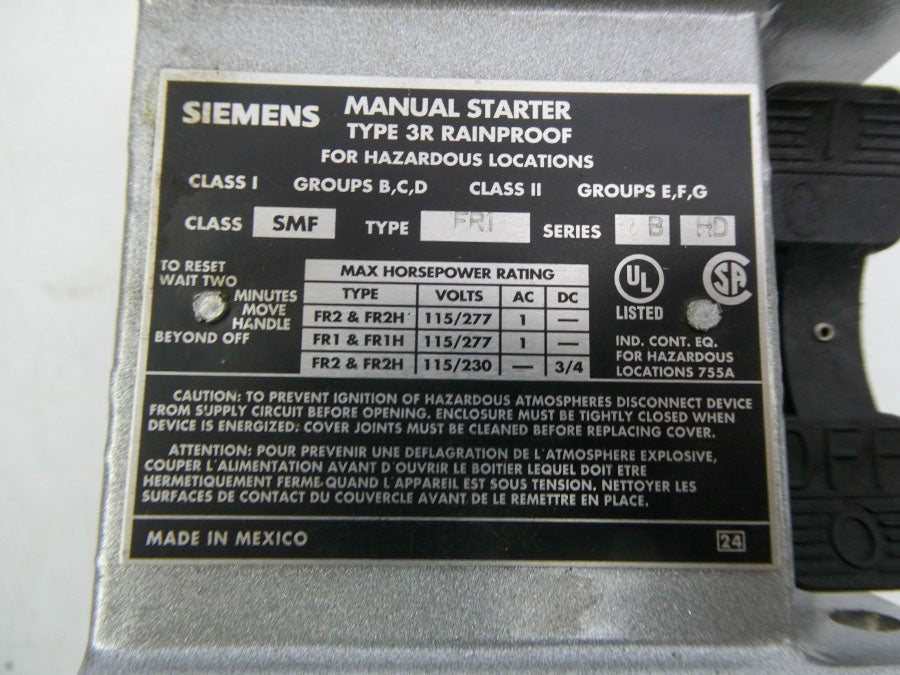 SIEMENS SMFFR1 SER. B 115/277VAC NSNP