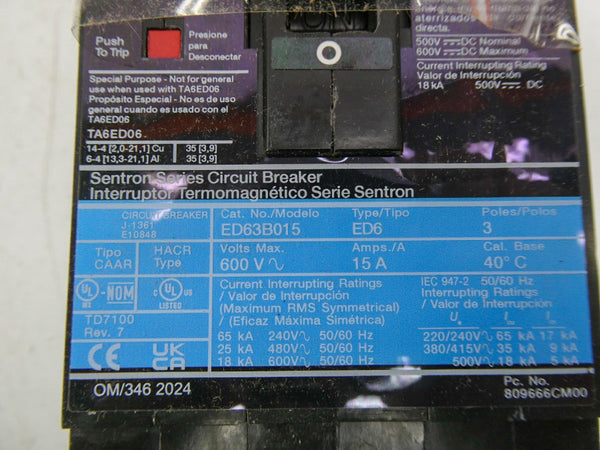 SIEMENS ED63B015 600V 15A NSMP