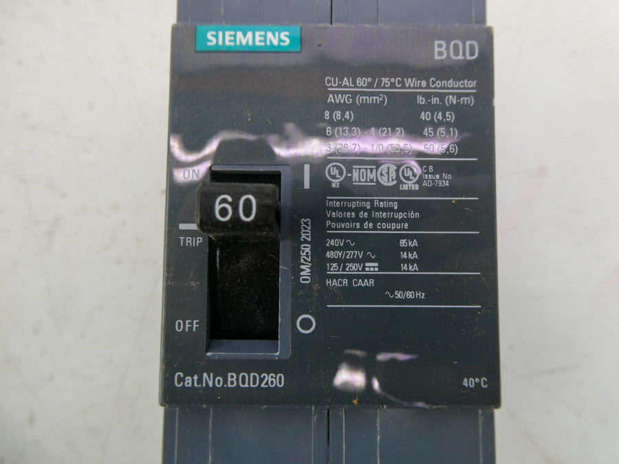 SIEMENS BQD260 277V 60A (PKG OF 6) NSMP