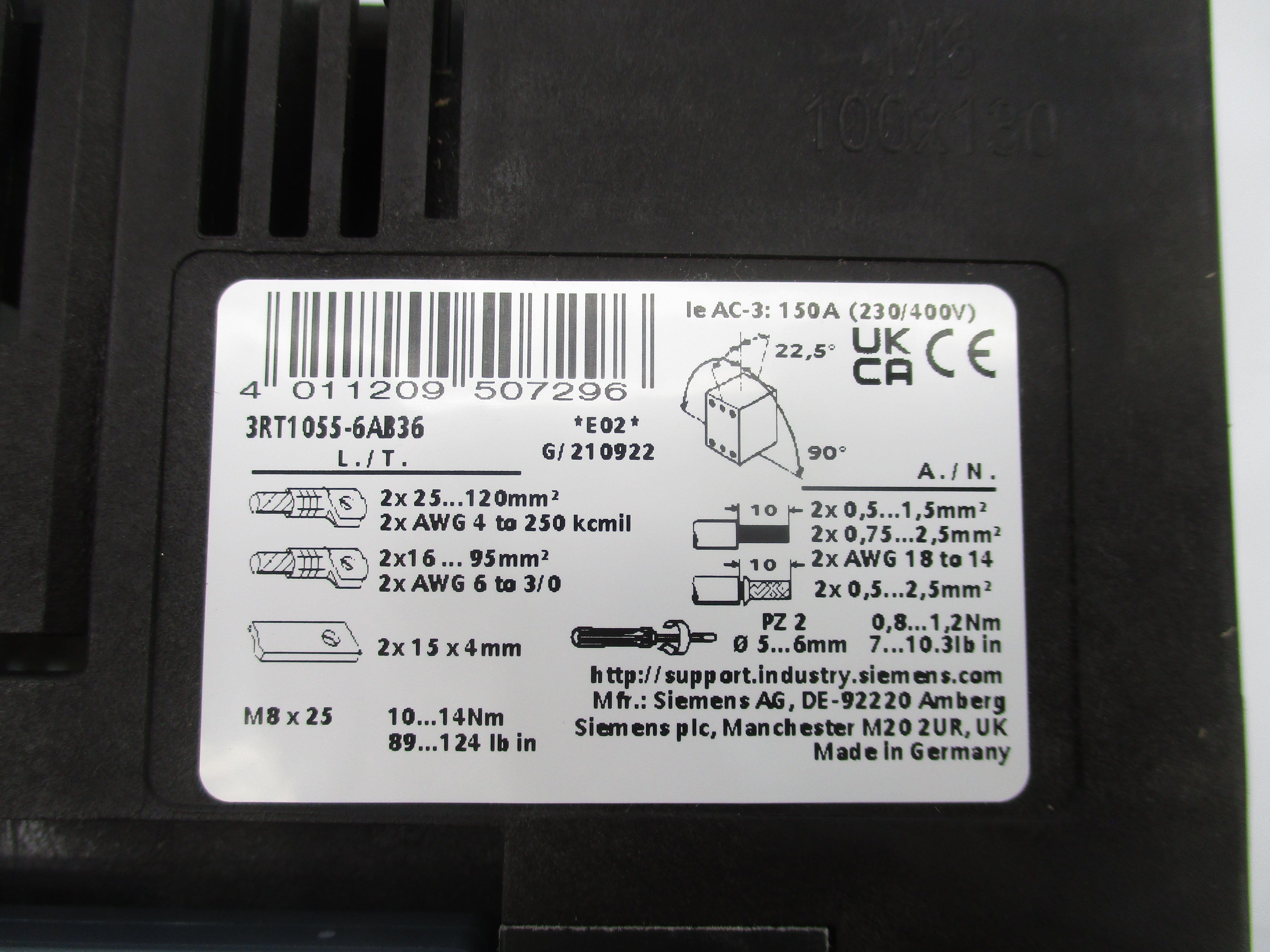 SIEMENS 3RT1055-6AB36 23-26V 150A NSMP