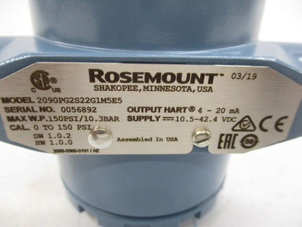 ROSEMOUNT 2090PG2S22G1M5E5 10.5-42.4VDC 150PSI NSMP