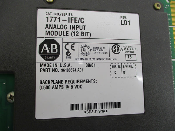ALLEN BRADLEY 1771-IFE SER. C F/W B 5VDC 0.500A (NO TERMINAL) UNMP