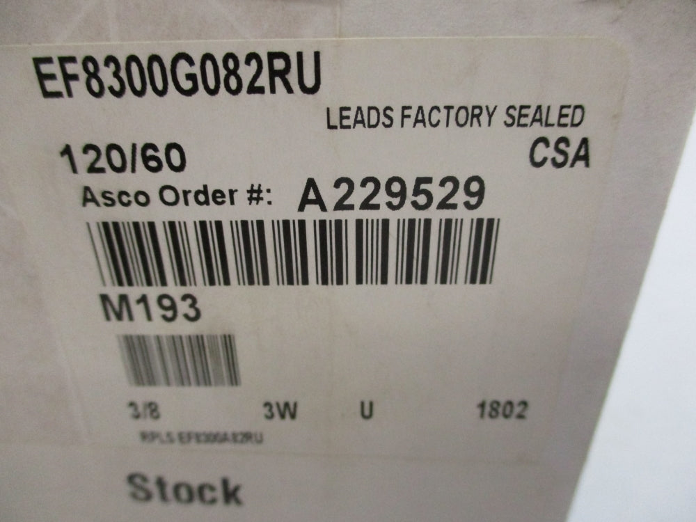 ASCO EF8300G082RU 120V 75PSI NSMP