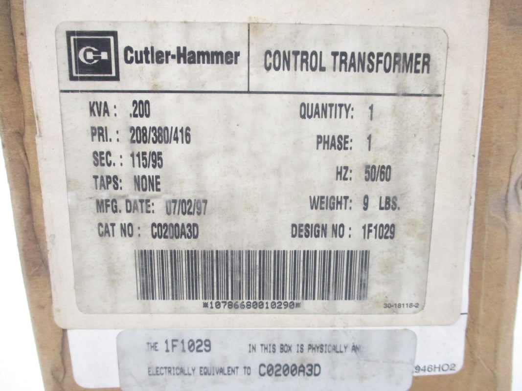 CUTLER HAMMER C0200A3D 208/380/416V NSFS