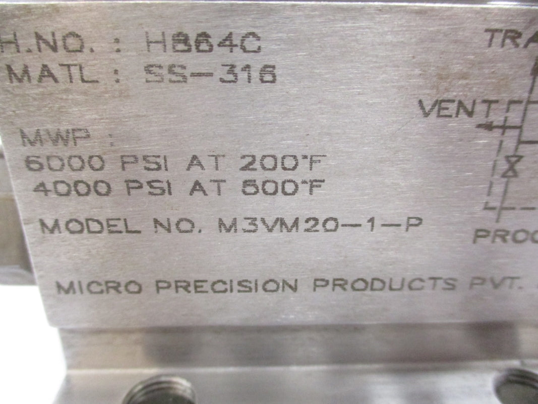 MICRO PRECISION M3VM20-1-P 6000PSI UNMP