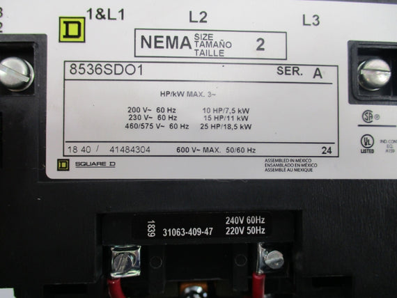 SQUARE D 8536SDO1V03 SER. A 220/240V NSNP