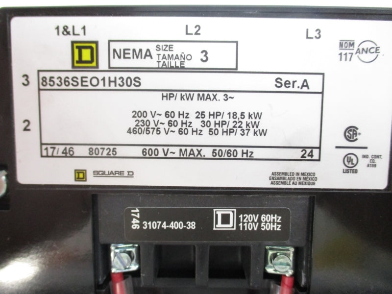 SQUARE D 8536SEO1V02H30S SER. A 110/120V NSNP