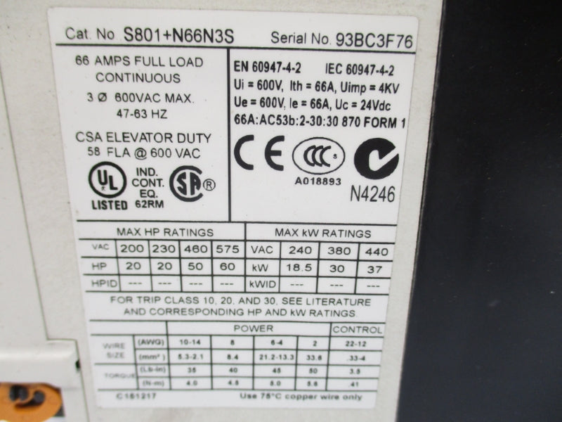 EATON S801+N66N3S 600V 66A NSMP