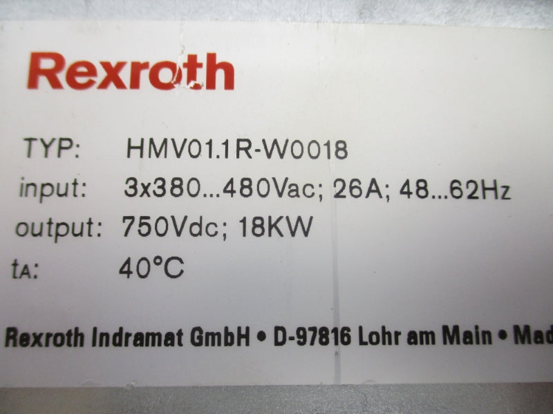 REXROTH HMV01.1R-W0018 3X380/480VAC 26A UNMP