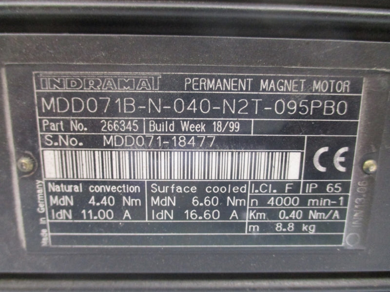 INDRAMAT MDD071B-N-040-N2T-095PB0 266345 16.60A UNMP
