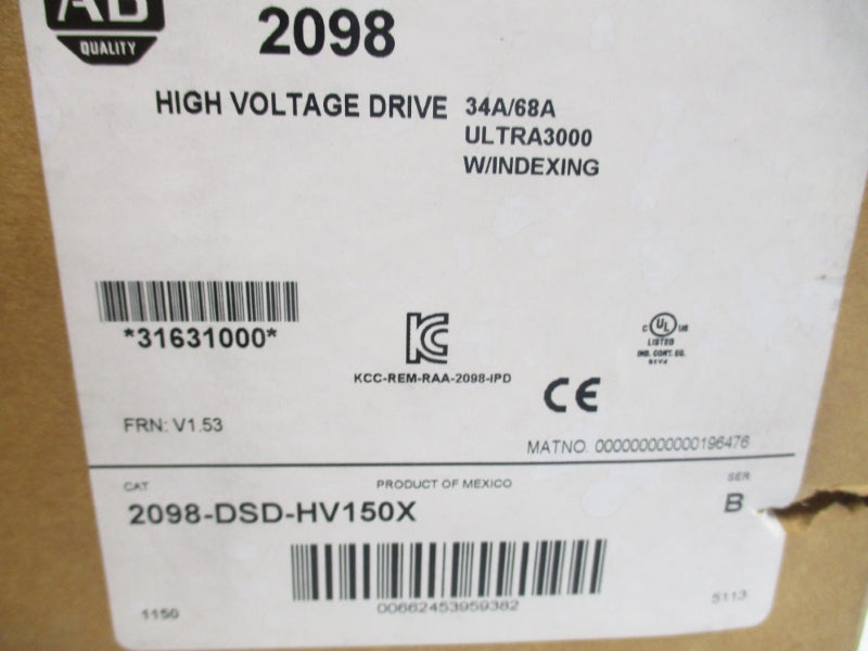 ALLEN BRADLEY 2098-DSD-HV150X SER. B 34A/68A F/W V1.53 NSFS