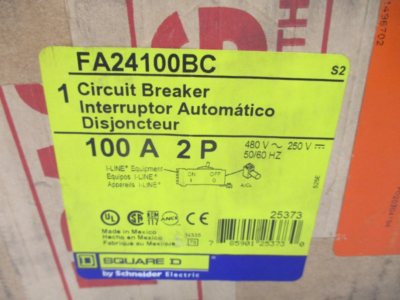 SQUARE D FA24100BC SER. 2 480V 100A NSFS
