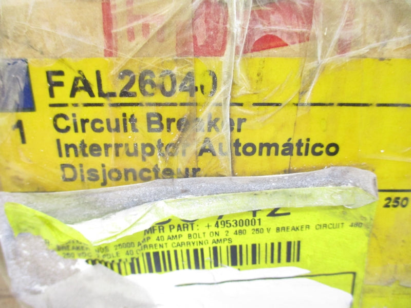 SQUARE D FAL26040 SER. 2 600V, 40A NSMP