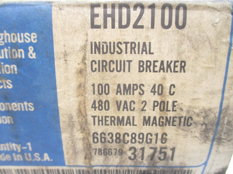WESTINGHOUSE EHD2100 480VAC 100A NSMP