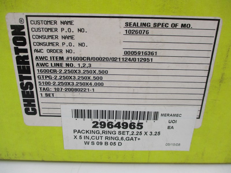 CHESTERTON 1600CR-2.250X3.250X.500 NSMP
