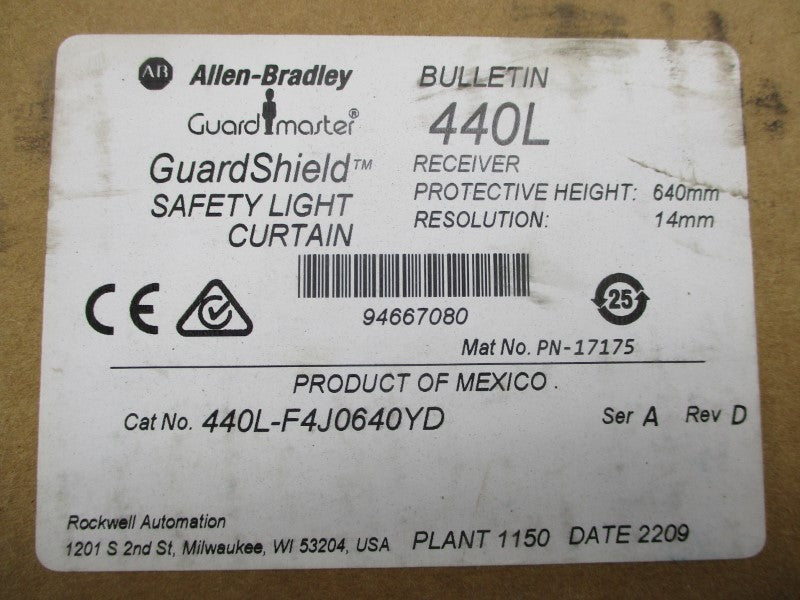 ALLEN BRADLEY 440L-F4J0640YD SER. A REV. D 24VDC NSMP