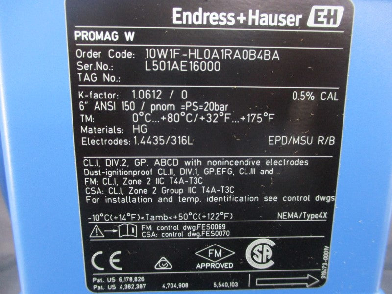 ENDRESS+HAUSER 10W1F-HL0A1RA0B4BA 85-250VAC NSMP