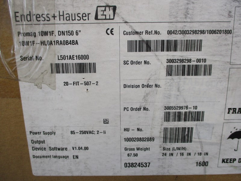 ENDRESS+HAUSER 10W1F-HL0A1RA0B4BA 85-250VAC NSMP