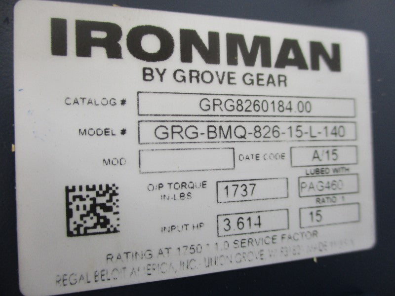 GROVE GEAR GRG8260184.00 GRG-BMQ-826-15-L-140 NSMP