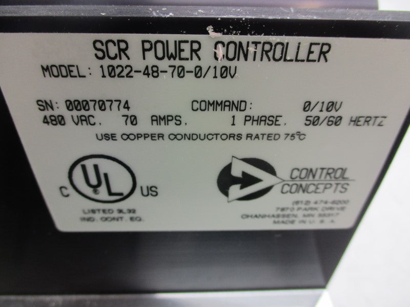 CONTROL CONCEPTS 1022-48-70-0/10V 480VAC 70A NSNP