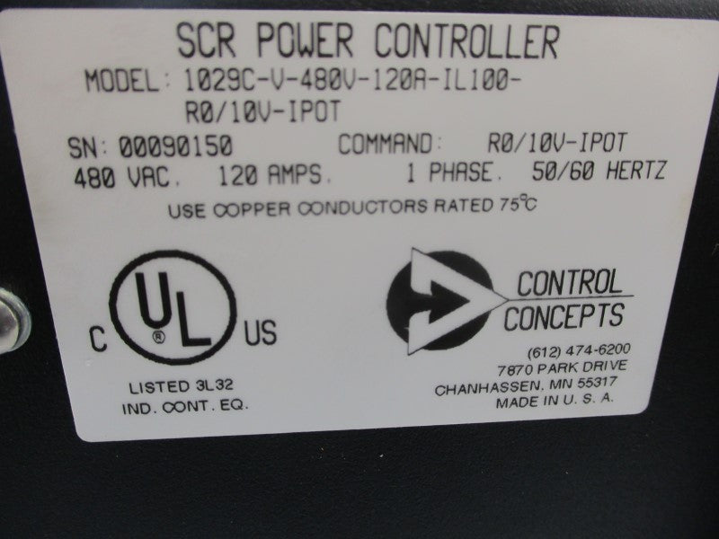 CONTROL CONCEPTS 1029C-V-480V-120A-IL100-R0/10V-IPOT 480VAC 120A NSNP