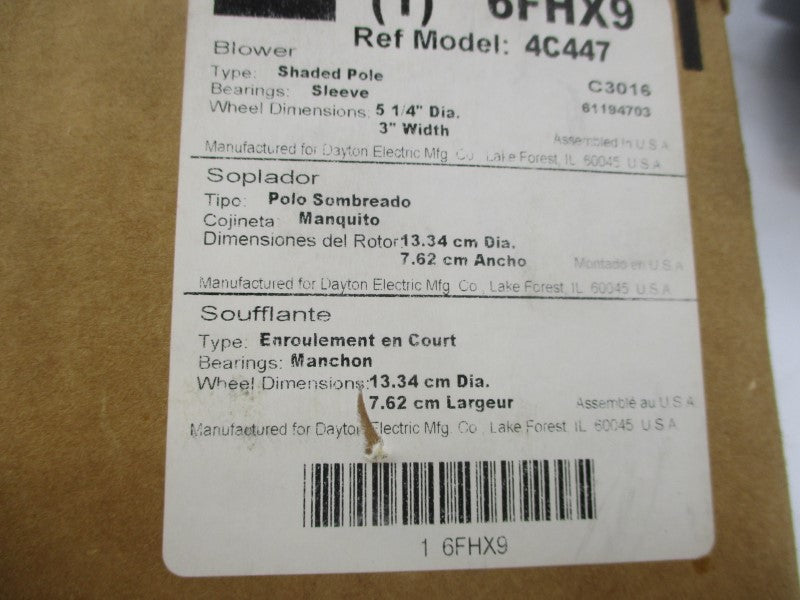 DAYTON 6FHX9 4C447 115V NSMP