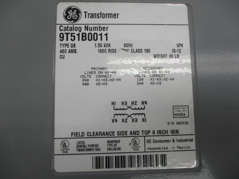 GENERAL ELECTRIC 9T51B0011 240/480 NSNP