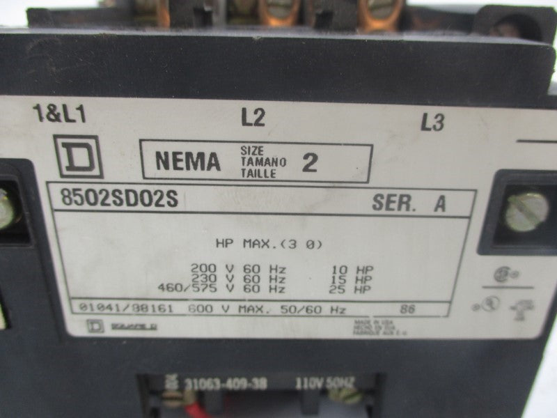 SQUARE D 8502SD02V02S SER. A 110/120V NSNP