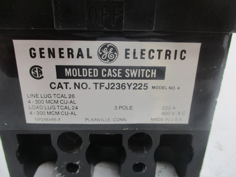 GENERAL ELECTRIC TFJ236Y225 600VAC 225A NSNP