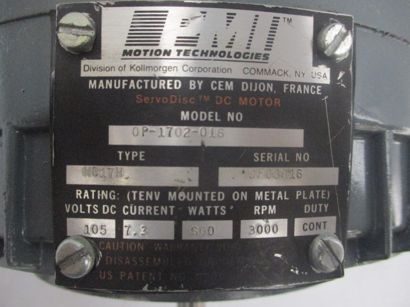 MOTION TECHNOLOGIES 0P-1702-016 105VDC UNMP