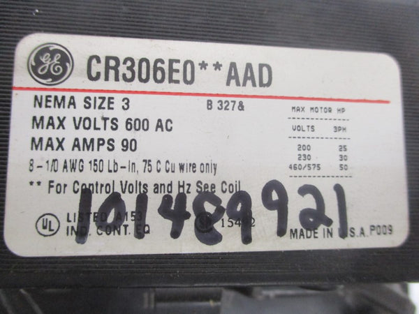 GENERAL ELECTRIC CR306E002AAD 115/120VAC 90A NSNP