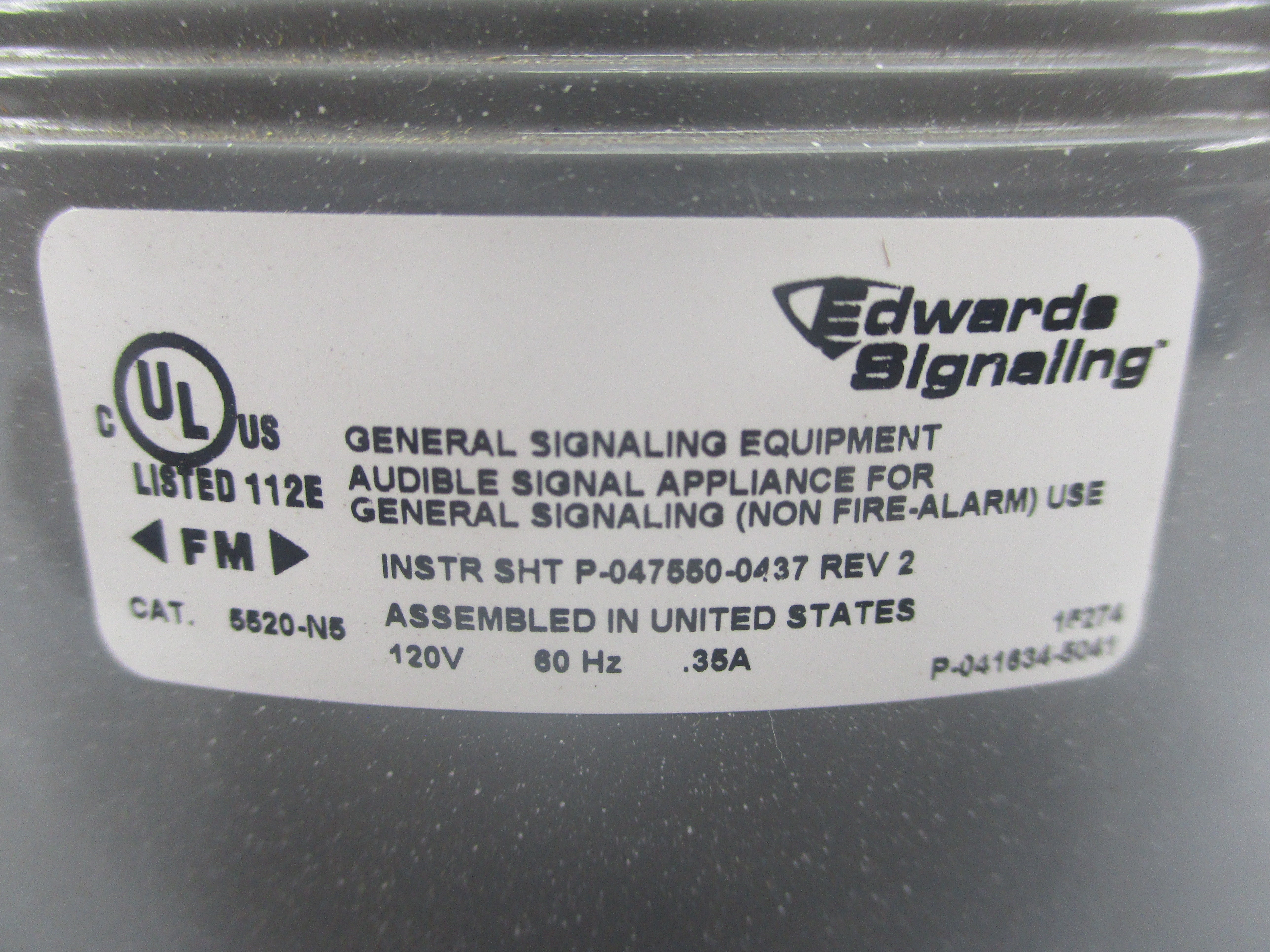 EDWARDS SIGNALING 5520-N5 120V .35A REV. 2 NSNP