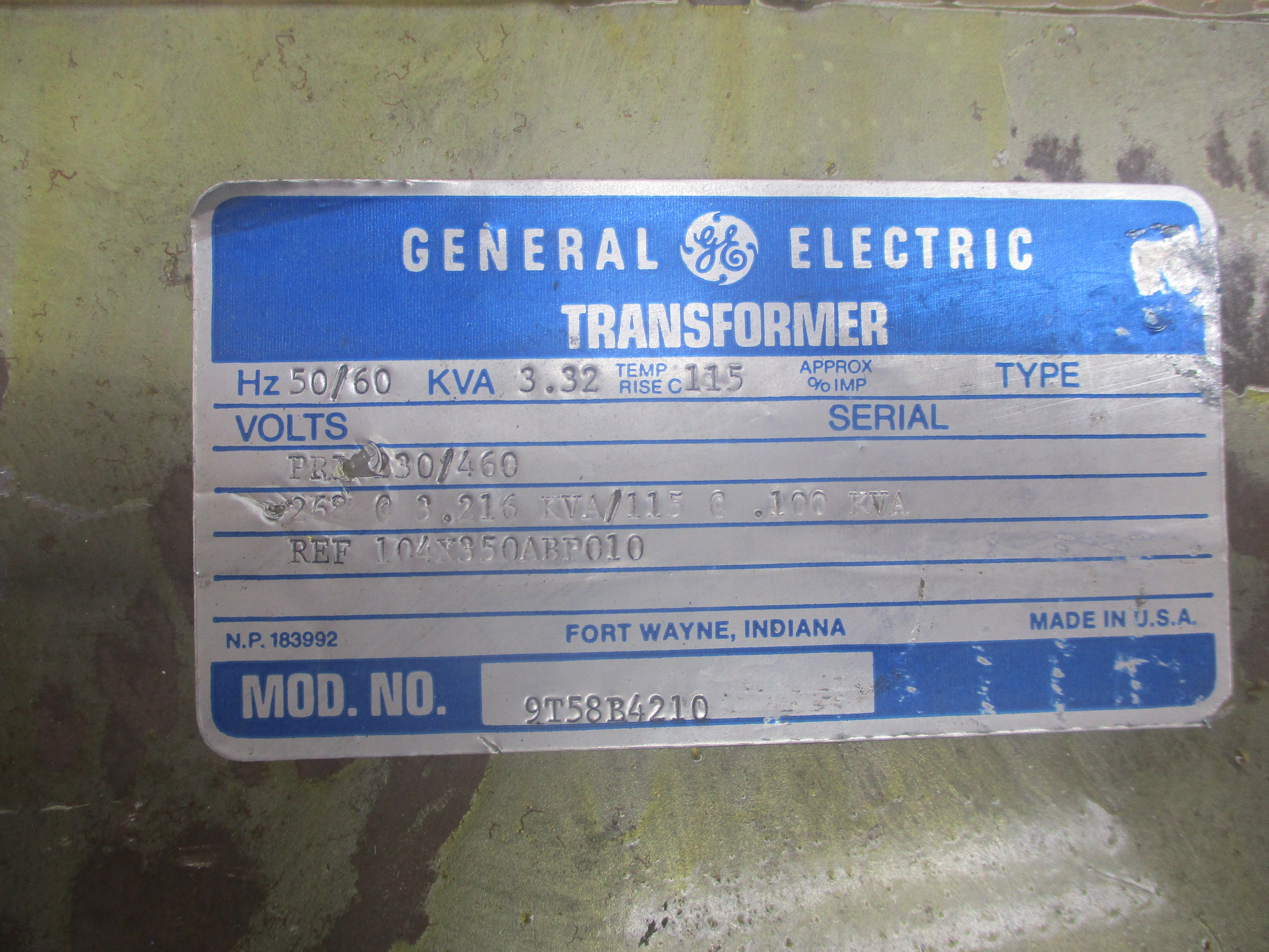 GENERAL ELECTRIC 9T58B4210 104X350ABP010 230/460V UNMP