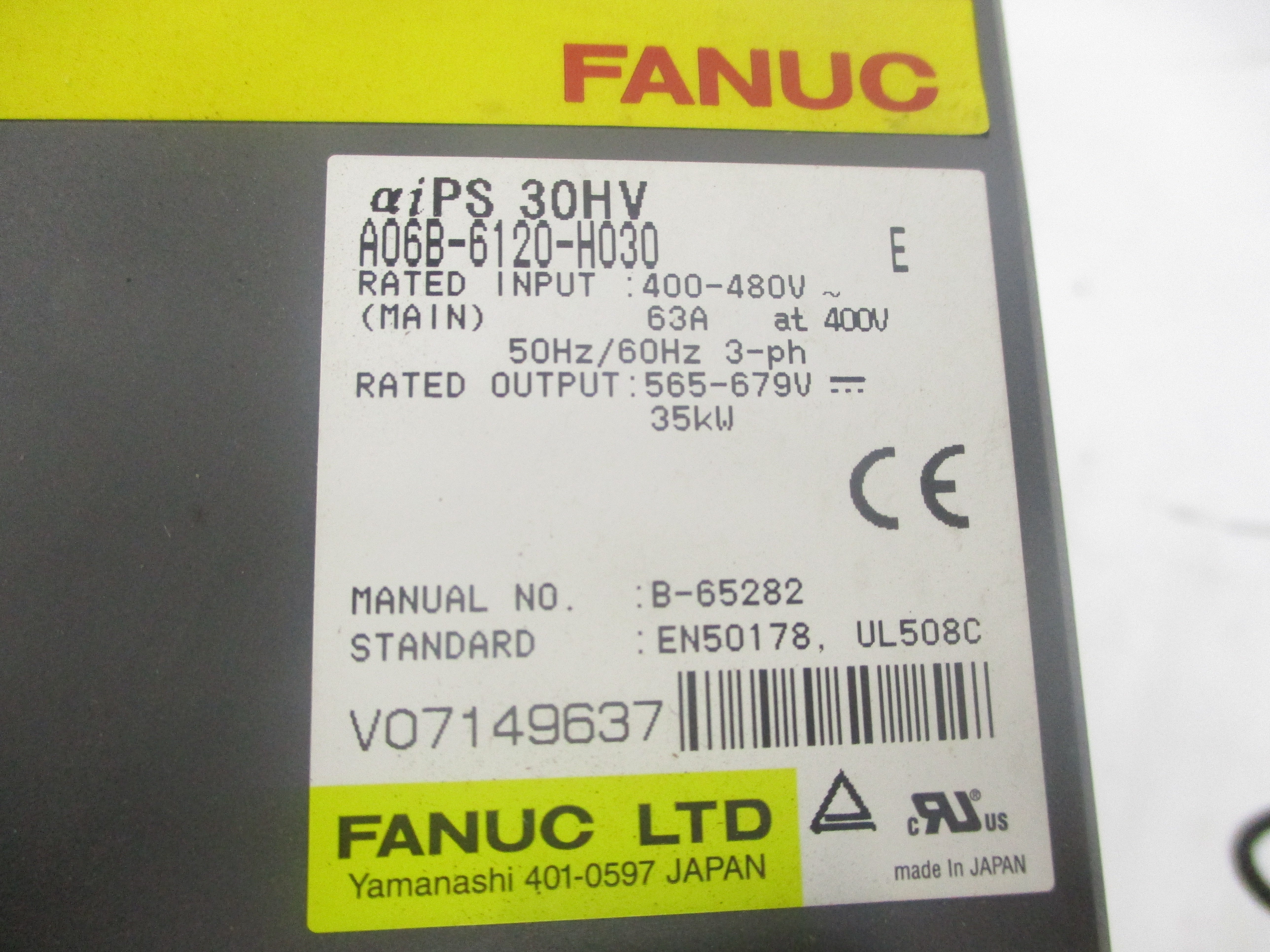 FANUC A06B-6120-H030 400-480V 63A UNMP