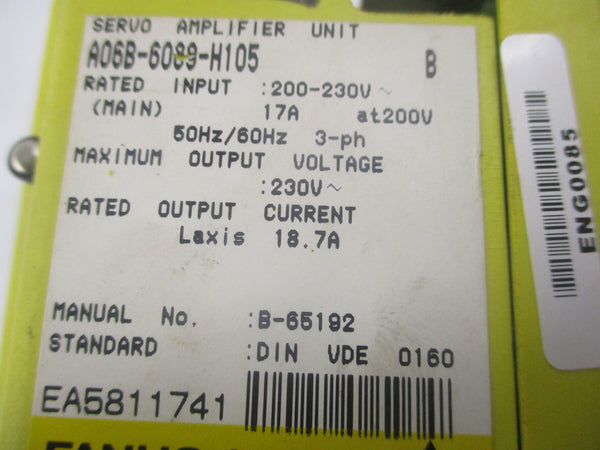 FANUC A06B-6089-H105 200-230V 17A UNMP