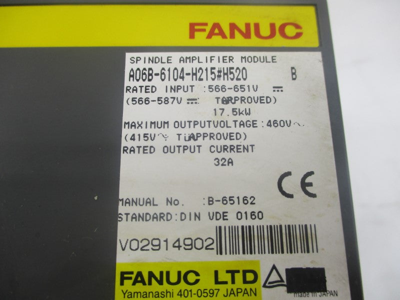 FANUC A06B 6104-H215#H520 566-651V 32A UNMP
