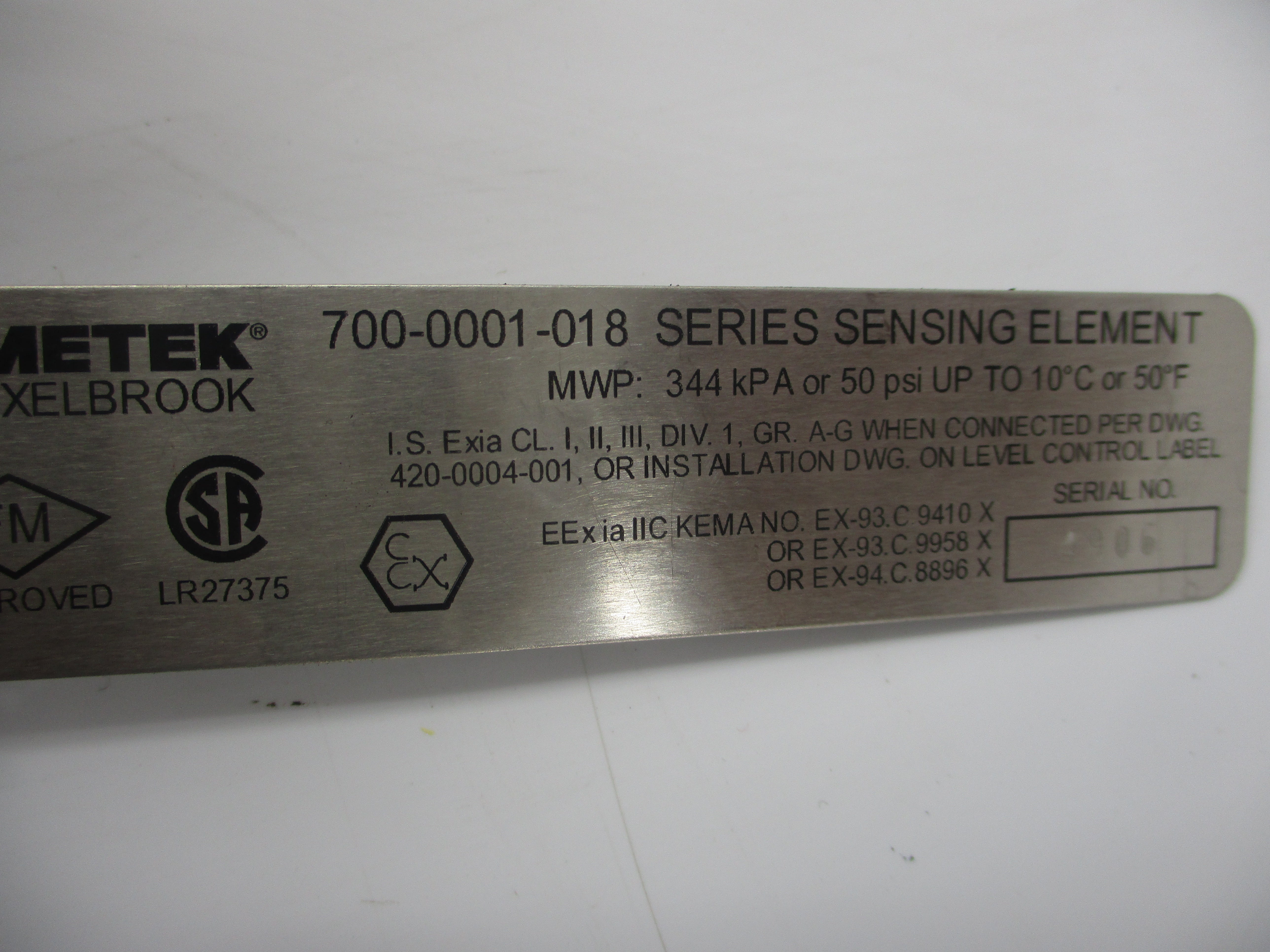 AMETEK 700-0001-018 50PSI NSNP