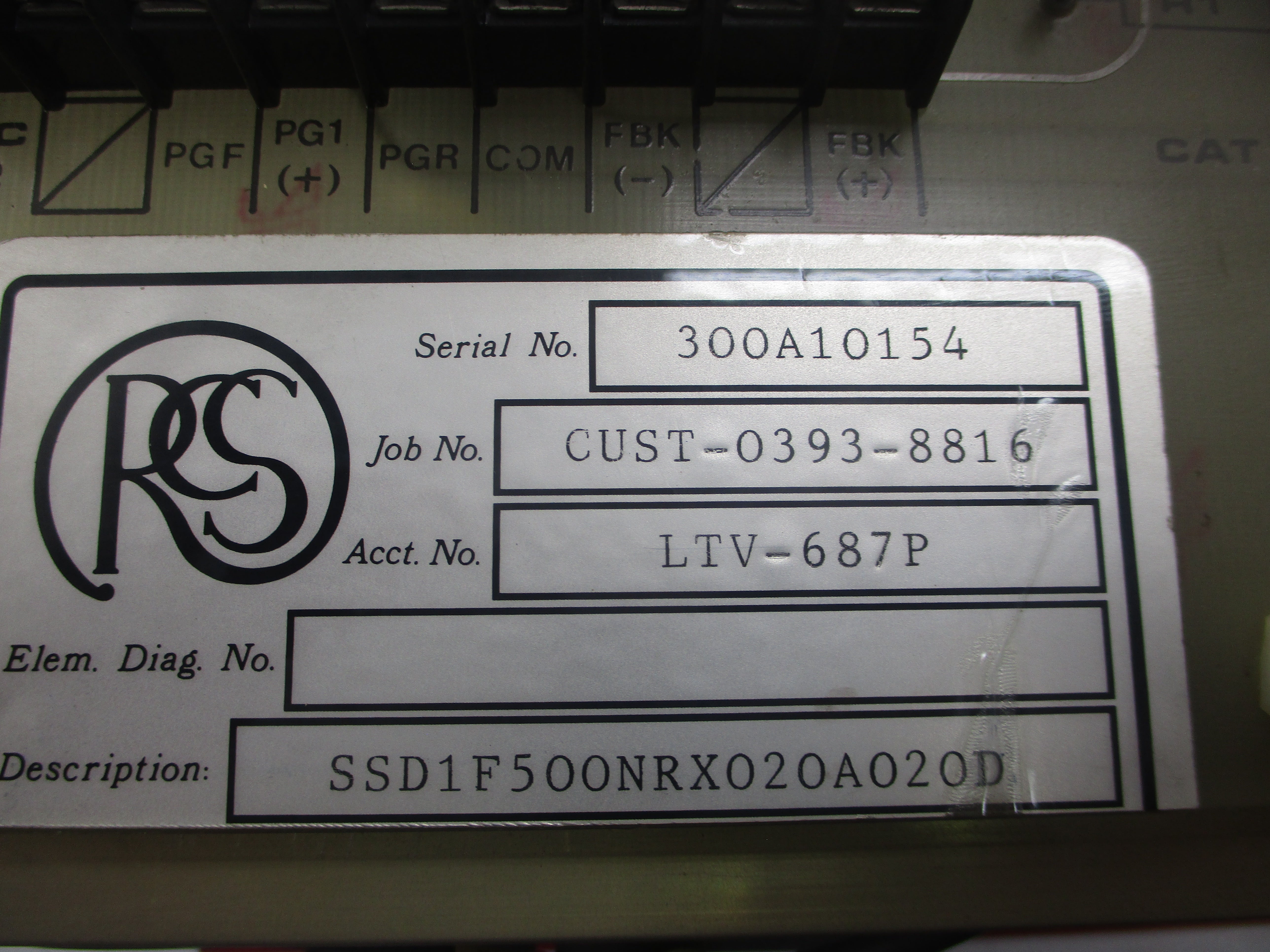 RCS SSD1F500NRX020A020D UNMP
