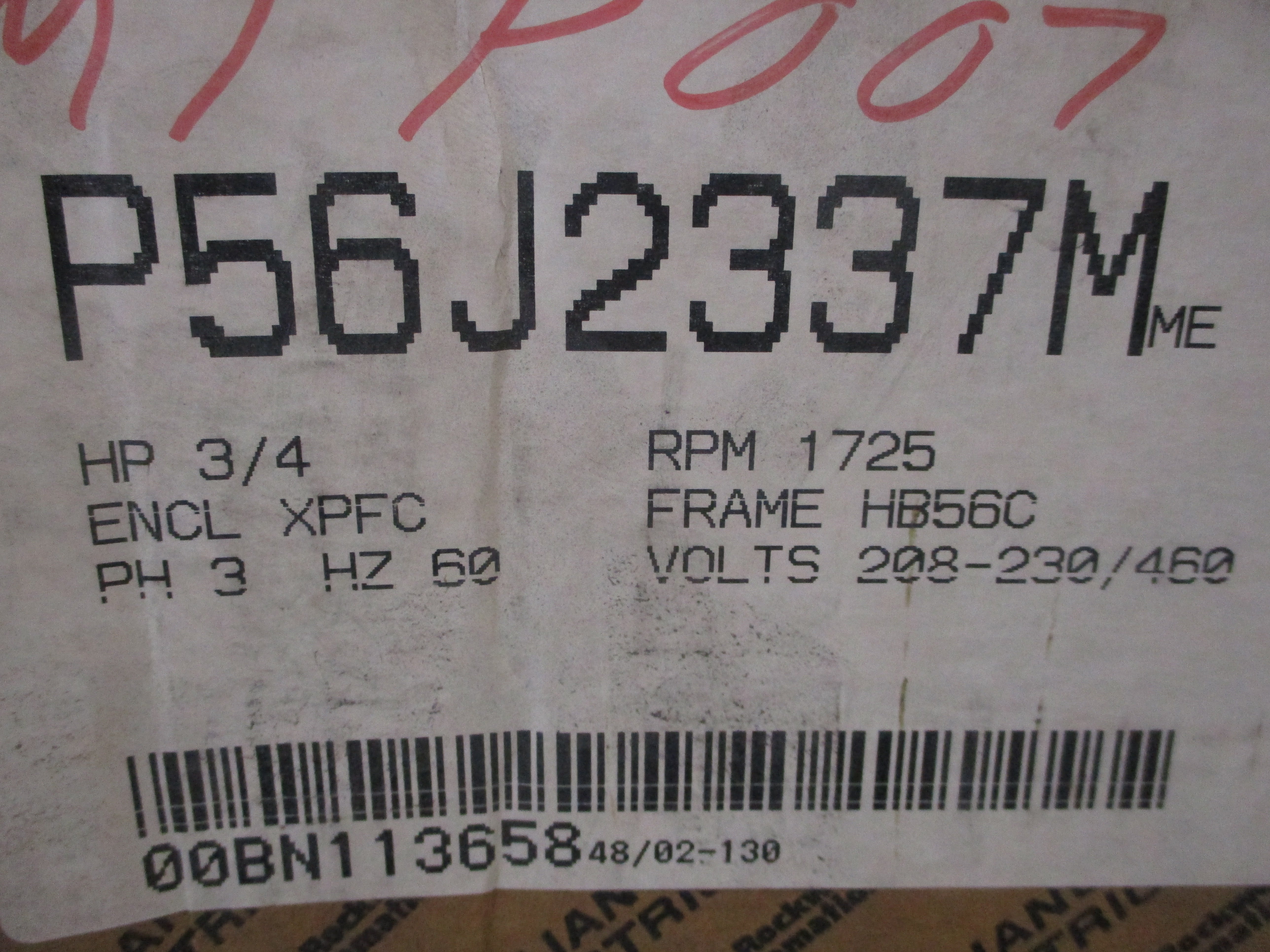 RELICANCE ELECTRIC P56J2337M 208-230/460V 2.8-3.0/1.5A NSMP