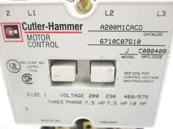 CUTLER HAMMER A200M1CACD 6710C87G10 110/120V NSMP