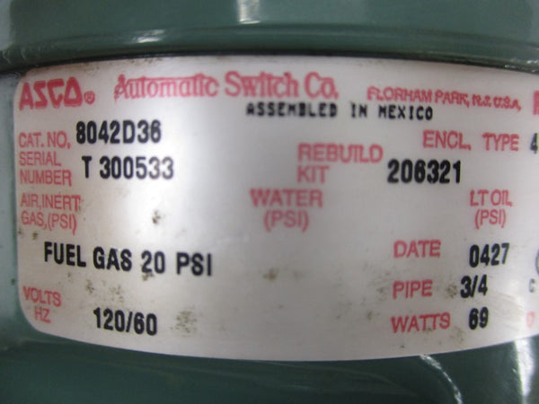 ASCO 8042D36 120V 20PSI 3/4" NSNP