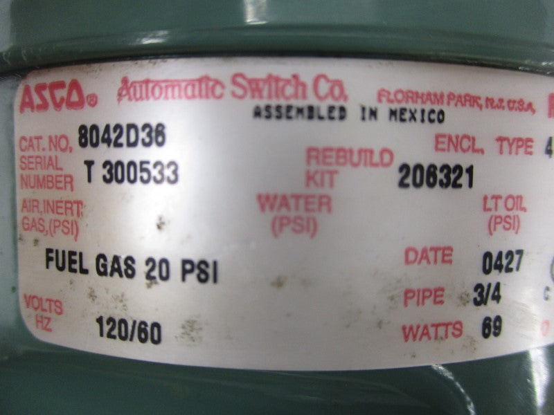 ASCO 8042D36 120V 20PSI 3/4" NSNP