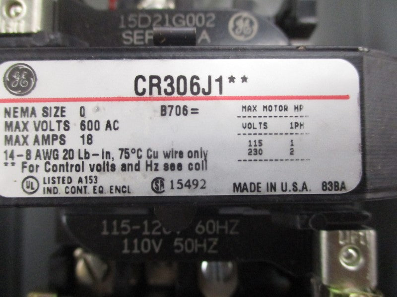 GENERAL ELECTRIC CR306J102 110/115-120V 18A NSMP
