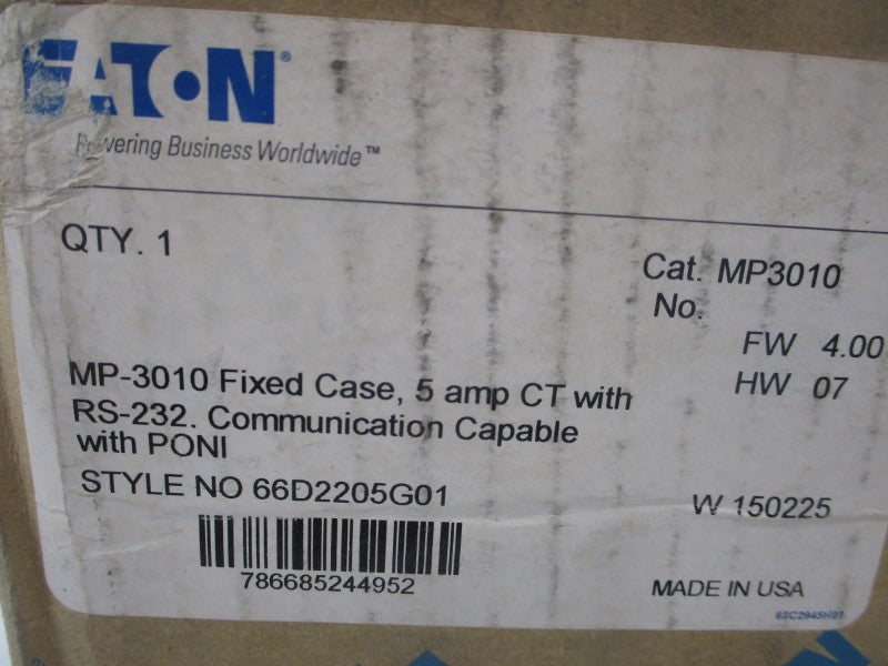 EATON MP-3010 66D2205G01 F/W 4.00 120/240VAC 5A REV. 07 NSMP